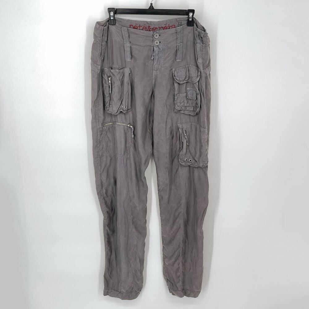 Pete & Greta By Johnny Was Women's Y2K Lightweight Cargo Pants NEW Sz 8 Gray